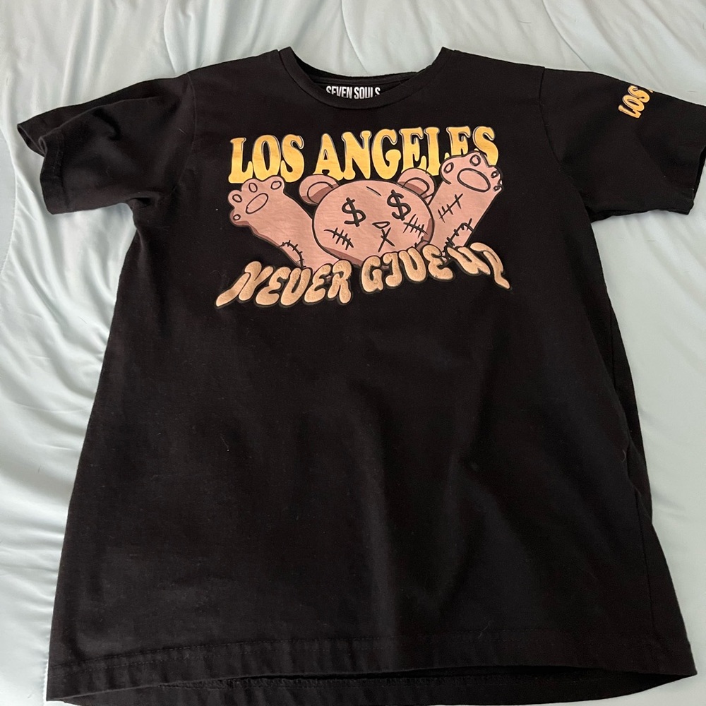 Black Graphic T-Shirt with Bear Design